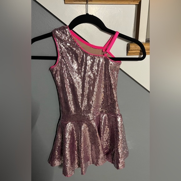 Revolution Pink Sequin Dress, Attached Shorts, White Collared Cropped Shirt, Med - Picture 5 of 8